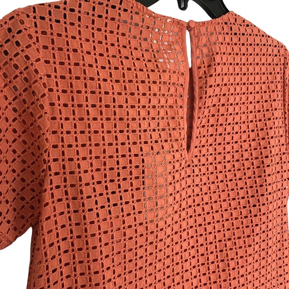 A NEW DAY | Pumpkin Spice Short Sleeve Keyhole Back Eyelet Top - Picture 8 of 10